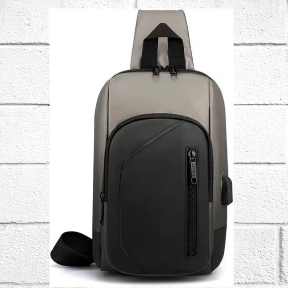 NEW! Water-Resistant Crossbody/Shoulder Bag w/USB Cord & Port and Padded Back - Picture 1 of 15